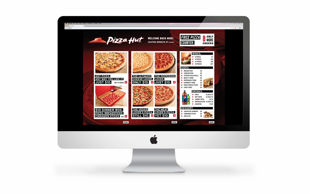 Homepage concept for Pizza Hut. Completed while at <a href="http://www.hugeinc.com">HUGE Inc.</a>